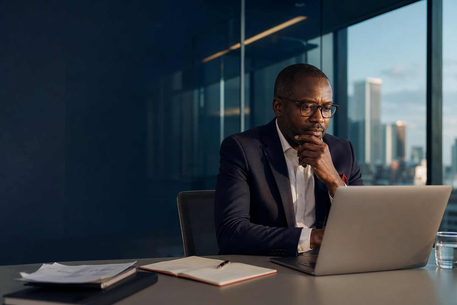 Business owner reviewing financial information in a Nairobi office